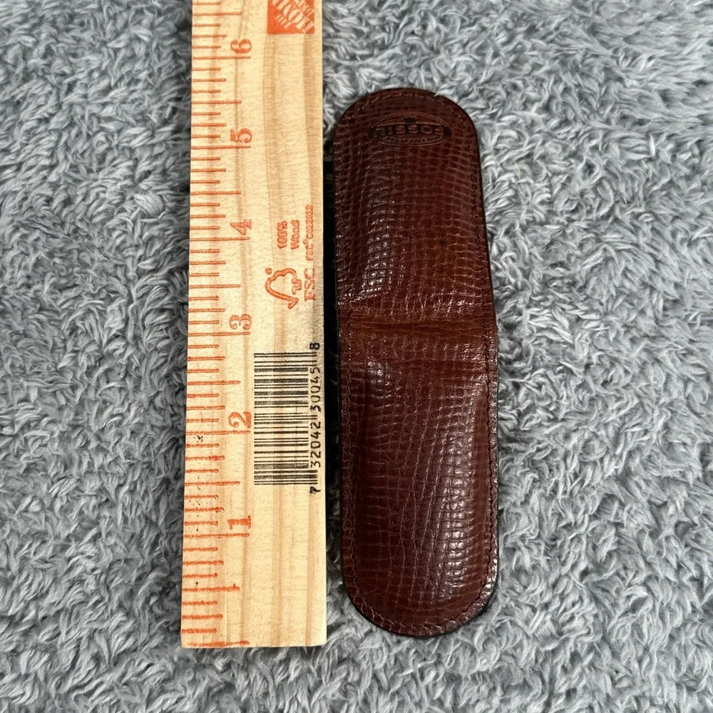 Fossil Genuine Leather Magnetic Money Clip Brown Pebbled Authentic EDC